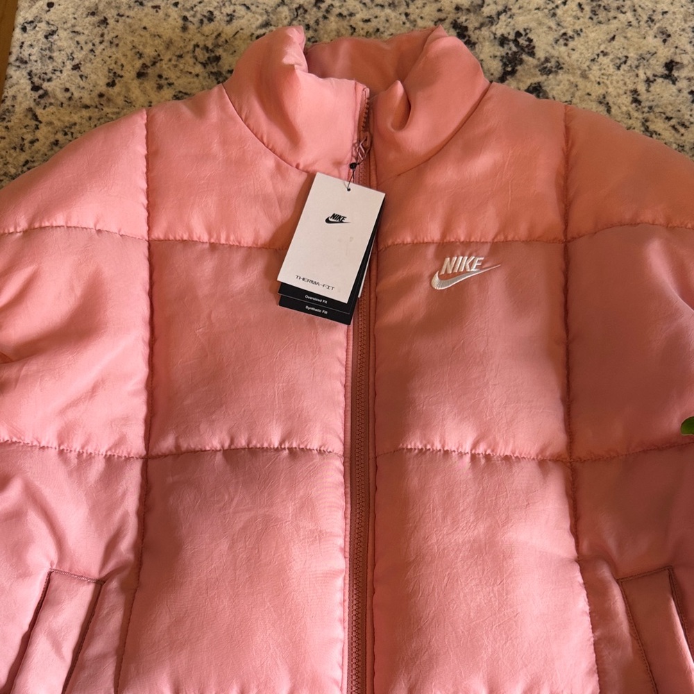 Nike Pink Quilted oversized Puffer Vest